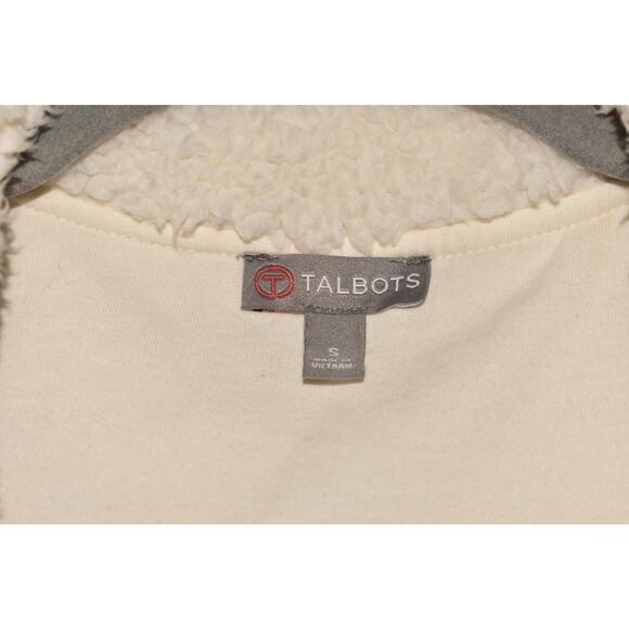 T BY TALBOTS $79 Sherpa Fleece Full Zip Vest White Quilted Side Panels Small - Picture 3 of 3